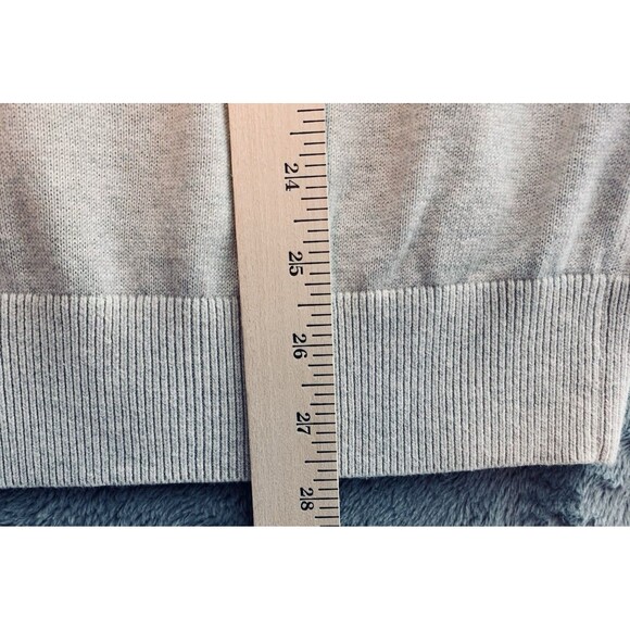 Nautica VNeck Sweater Logo XL Striped Cream Black 100% Cotton Preppy Casual - Picture 3 of 7